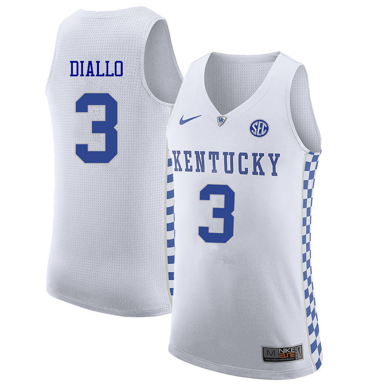 Men Kentucky Wildcats #3 Hamidou Diallo College Basketball Jerseys Sale-White